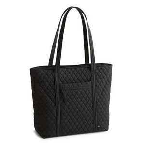 Vera Bradley Quilted Tote Bag Solid Black Minimalist Carryall Classic Everyday